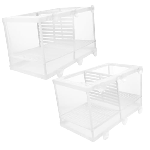 Milisten 2 Stück Aquarium Zuchtkasten mit Saugnäpfen Kunststoff Fischbrut Isolator Box mit Trennwand Multifunktionale Aufzuchtbox für Fischzucht und Sichere Fischaufzucht im Aquarium von Milisten