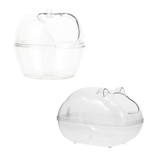 Milisten 2 Stück Hamster Sandbad Transparent Robust aus Hochwertigem Kunststoff Niedliches Badehaus für Kleintiere Wie Hamster und Meerschweinchen Praktisches Sandbad Zubehör von Milisten