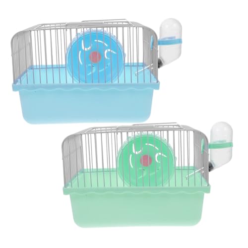 Milisten 2 Stück Hamsterkäfig Kleintier Transportbox mit Laufrad Robust und Geräumig für Hamster Mäuse Kleintiere Stabiler Käfig aus Kunststoff für Outdoor und Reise von Milisten