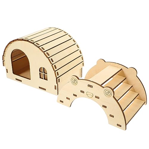 Milisten 2 Stück Holzhaus Zubehör Kleintier Aktivitätsspielzeug Hamster Meerschweinchen Versteck Verbindungsglied Für Geformte Brücke Dekoration Tunnel Set Hamsterhütte von Milisten