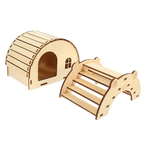 Milisten 2 Stück Holzhausspielzeug geformt Brücke Haustier klein Guinea Versteck für Spielzeugkäfig aus Holz hamsterhaus versteck Hamsterversteck zum Selberbauen hölzern von Milisten