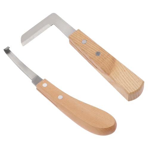 Milisten Hufschneider-Set Für Pferde 2-teilig Hufeisenschneider Rechtshänder Gerade Und Gebogen Stabiles Hufreparaturwerkzeug Aus Kohlenstoffstahl Holz Für Rinder Pferde Esel Ziegen von Milisten