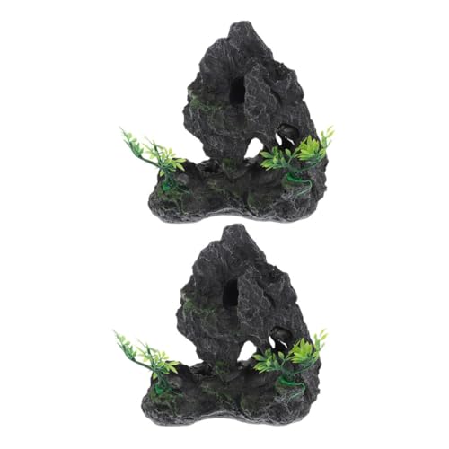 Milisten 2 Stück Resin Kunstberg Aquarium Dekorationen Hochrealistische Fischtank Ornamente für Versteckmöglichkeiten und Ästhetische Gestaltung von Milisten