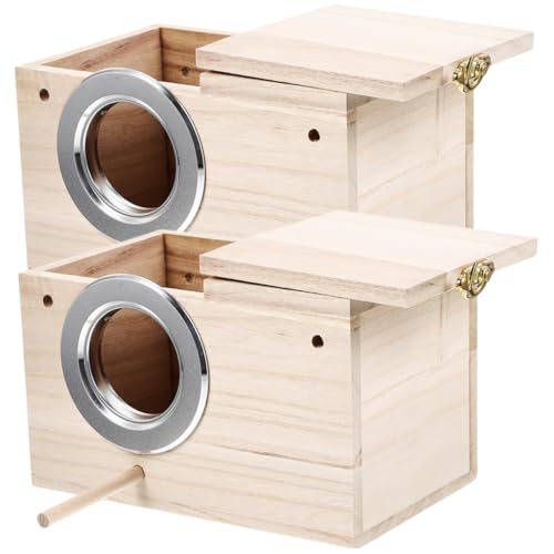 Milisten 2stücke Holz Vogelhaus Nistkasten Mit Edelstahl Klappdeckel Für Sittiche Wellensittiche Papageien Spiel Und Schlafen Gartendekoration Für Jahreszeiten von Milisten