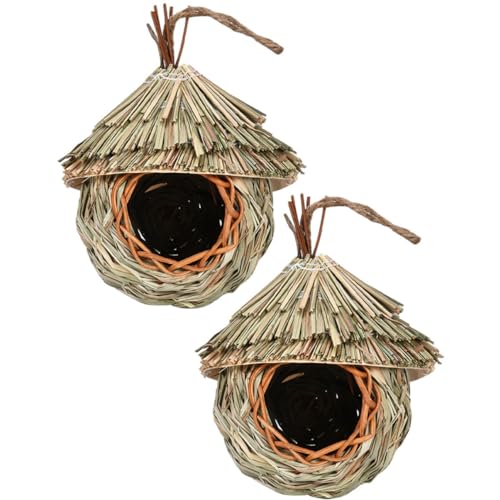 Milisten 2 Stück Winddichtes Hummingbird Nest aus Naturstroh Vogelhaus für Kleine Vögel für Garten und Balkon Handgefertigte Vogelzubehör für Nistplätze Milisten 2 Stück Winddichtes Hummingbird Nest aus Naturstroh Vogelhaus für Kleine Vögel für Garten und Balkon Handgefertigte Vogelzubehör für Nistplätze von Milisten