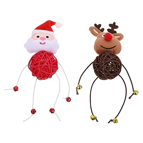 Milisten 2St Katzenspielzeug Kauspielzeug für Katzen Kauspielzeug für Kätzchen interaktives Spielzeug weihnachtsspielzeug cat Toys Plüschtiere für Katzen Plüsch-Rattan-Kugelspielzeug Stroh von Milisten