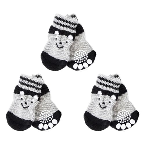 Milisten 3 Paare Hundesocken Warm rutschfest Pfotenschutz aus Baumwolle für Kleine Hunde Anti rutsch Socken Haustier Fußwärmer Bequeme Schützende Hundeschuhe von Milisten