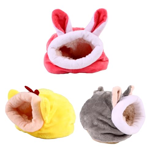 Milisten 3 Stück Hamsternest kuschelhöhle nagerhaus Hamsterhöhle Tierbettchen Hamsterbiss Mini Chinchilla Hamsterhaus Kokoshüttenbett für Igel Winternest kleine Tiere nisten kurzer Plüsch von Milisten