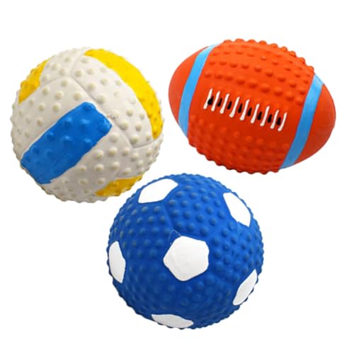 Milisten 3stücke Teiliges Langlebiges Latex-Spielzeug Für Hunde Geräuschmachende Bälle Zur Zahnreinigung Und Beschäftigung Volleyball Fußball Rugby Für Aktives Spielen Und Kauen von Milisten