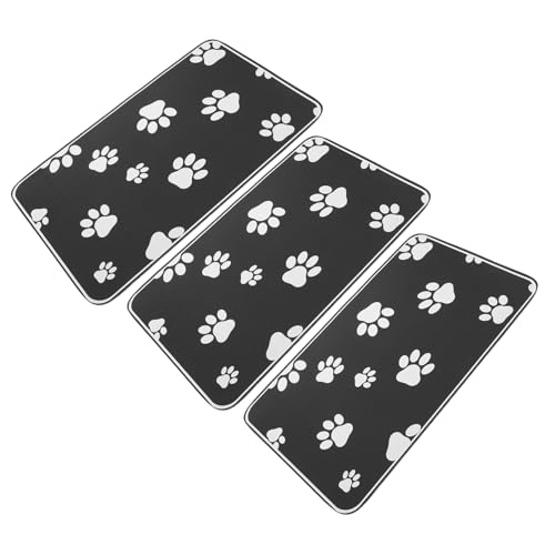 Milisten 3 Stück Teiliges Rutschfestes Wasserdichtes Haustier Schnelltrocknend Schützende Futtermatte für Katzen und Hunde Wasserabweisende Futtermattenunterlage von Milisten