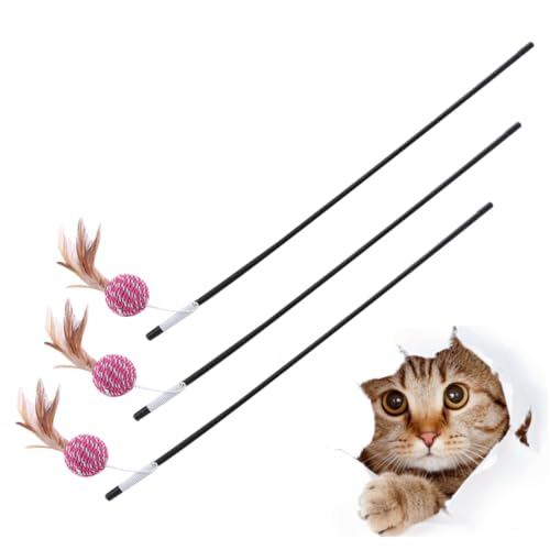 Milisten 3 Stücke Katzen Zauberstab Kätzchen Feder Katze Katze Ball Katze Teaser Katze Zauberstab Haustier Liefert von Milisten