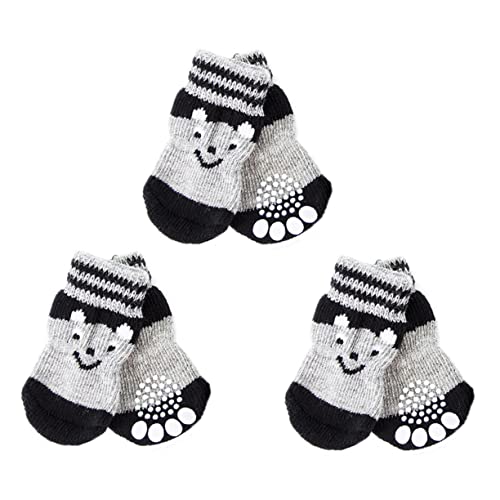 Milisten 3Paare Haustier Hundesocken rutschfeste Baumwollsocken für Warmes Schuhwerk mit Antirutschsohle für Drinnen und Draußen Schutz für Böden von Milisten