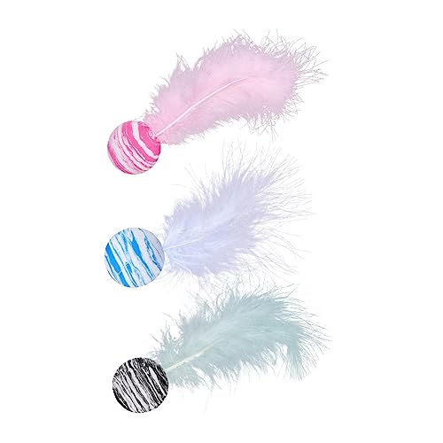 Milisten 3stücke Katzen-Spielzeug Mit Plume-Design Interaktive Kratzbälle Für Katzen Leicht Und Verschleißfest Blau Rot Und Schwarz Federfarbe Zufällig von Milisten