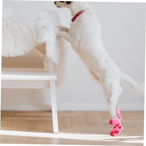 Milisten 4 Paare rutschfeste Haustier Pfoten Schutzsocken aus Baumwolle Waschbare Leichte Hundesocken für Kleine bis Große Hunde Antirutsch Indoor Schutz Bequemes Design für Kalte von Milisten