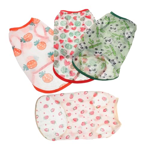 Milisten 4 STÜCKE Teiliges Atmungsaktives Haustier Sommer Shirt mit UV Schutz Ärmellose Hundeweste und Katzenbekleidung für Kleine Hunde Kätzchen und Welpen Leichtes Schützendes Pet Wear von Milisten