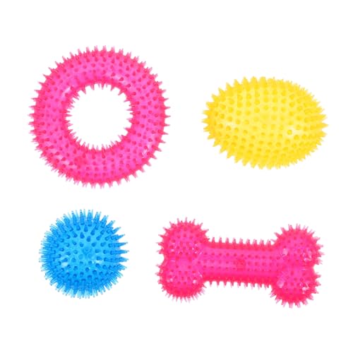 Milisten 4 Stück Teiliges Hundespielzeug mit Quietscher Elastische Stachelige Bälle und Ringe für Mittlere und Große Hunde Langlebig Zahnpflegend für Kauspiel Training und Apportierspiele Milisten 4 Stück Teiliges Hundespielzeug mit Quietscher Elastische Stachelige Bälle und Ringe für Mittlere und Große Hunde Langlebig Zahnpflegend für Kauspiel Training und Apportierspiele von Milisten