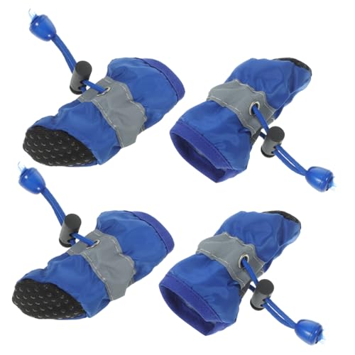 Milisten 4Stücke wasserdichte Hundestiefel für Kleine bis Mittlere Hunde rutschfeste Pfotenschützer S Blau für Outdoor Aktivitäten und Wetterschutz von Milisten