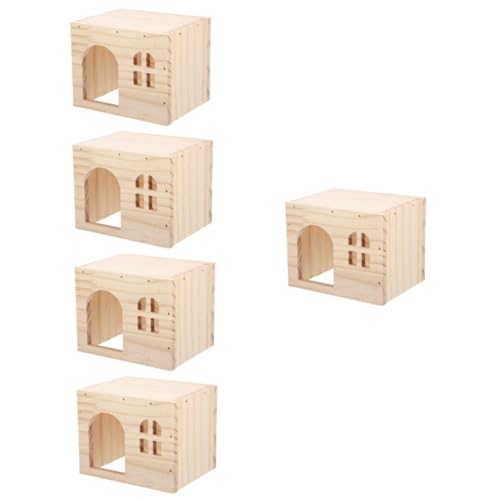 Milisten 5 Stücke Holz Guinea Pig Hideout Hideaway Vielseitig Hamster Tunnel Entzückende Dekorative Hideout von Milisten