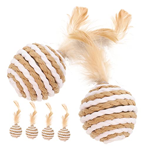 Milisten 6 Stück Teiliges Katzenspielzeug mit Federball Interaktiver Kleiner Ball für Kätzchen Fördert Spielerisch und Bewegung Geeignet für Aktive Katzen und Kätzchen Zufällige Farbe von Milisten