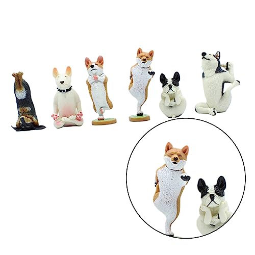 Milisten 6 Stück Teiliges Yoga Hundespielzeug Dekorative Simulation Hund Figuren für Schreibtisch Zuhause Kreative Tischornamente für Hundeliebhaber von Milisten