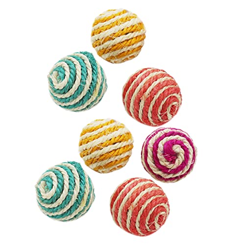 Milisten 7 Stück Katzen Spielball aus Sisal Widerstandsfähige Kratzbälle für Katzen mit Geräuschen Interaktives Zufälligen Farben Durchmesser ca Beschäftigung für Haustiere Zufällige Farbe von Milisten