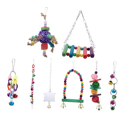 Milisten 8stücke Teiliges Mit Bunten Papageien-spielzeugen Hängende Kletterleiter Schaukeln Spiegel Und Glocken Naturholz Und Ungiftige Materialien Für Gesunde Vögel Milisten 8stücke Teiliges Mit Bunten Papageien-spielzeugen Hängende Kletterleiter Schaukeln Spiegel Und Glocken Naturholz Und Ungiftige Materialien Für Gesunde Vögel von Milisten