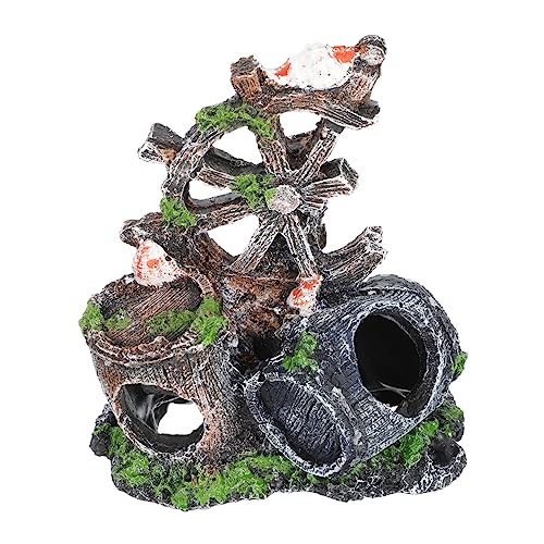 Milisten Dekorationen für Aquarien aquariumpflanzen aquarienpflanzen Aquarium Dekoration Aquarium Weinfass Aquarium versteckte Höhle groß Panzer LED Fischtankverzierung Fischtankdekor Harz von Milisten