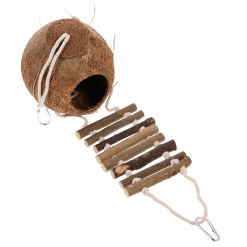 Milisten Dekoratives Vogel Nest aus Natürlicher Kokosnussschale Kleines Hängehaus für Ziervögel und Kleintiere Geeignet als Kauspielzeug und Versteck für Wellensittiche Hamster von Milisten