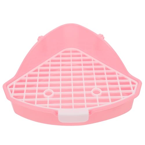 Milisten Eckige Kaninchen Toilette aus Langlebigem Platzsparende Dreieckige Kleintier Streu Box für Meerschweinchen und Hasen Hohe Kapazität für Selteneres Reinigen Rosa Haustier von Milisten