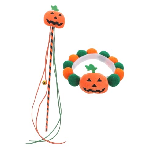 Milisten Halloween Katzenhalsband mit Plüsch-kürbis und Tassel Katzenspielzeug mit Teaser-Stick für Stressabbau Verstellbares Halsband Dekorativ und Festlich für Haustiere Milisten Halloween Katzenhalsband mit Plüsch-kürbis und Tassel Katzenspielzeug mit Teaser-Stick für Stressabbau Verstellbares Halsband Dekorativ und Festlich für Haustiere von Milisten