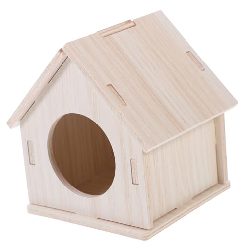 Milisten Hamster Holzhaus Schlafzimmer Eichhörnchen Hamsterhäuser Und Verstecke Hamsterdekorationen Für Den Käfig Nest Mini Meerschweinchen Verbirgt Sich Klein Drinnen Stall Hölzern von Milisten