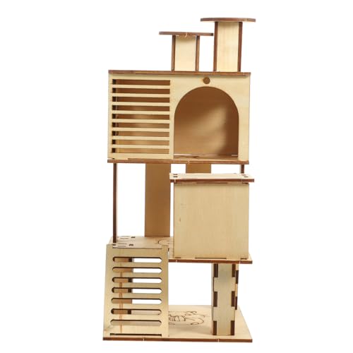 Milisten Hamster Spielplatz Holz Kletterplattform für Kleintiere Haustier mit Gemütlichem Nest für Zwerghamster für Aktives und Verstecken von Milisten