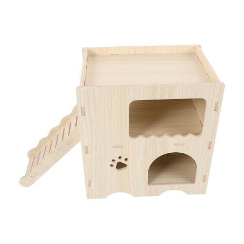 Milisten Hamsternest Aus Holz Gemütliches Hamsterhaus Aus Holz Mit Treppe Zur Entspannung des Haustiers von Milisten