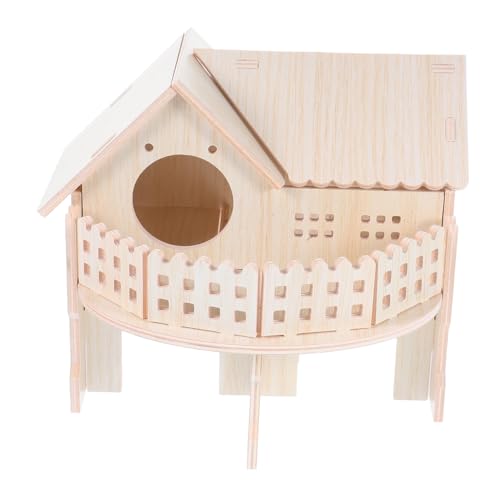Milisten Hamster Mit Doppelstock Für Haustiere Abnehmbar Und Leicht Zu Reinigen Sicheres Spielzeug Für Zwerghamster Und Rennmäuse Holz Hamster Zubehör von Milisten