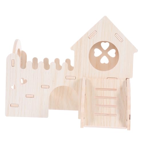 Milisten Hamsterhütte Holz-Hamster-Labyrinth Kletterleiter Rutsche Zubehör für Hamsterkäfige Kleintierversteck hölzern Khaki von Milisten
