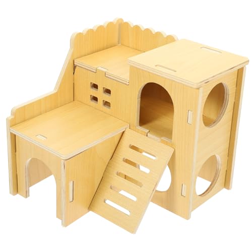 Milisten Hamsterhütte Hund Hamster Badesand Chinchillakäfig Haustier Laufstall Zwinger Hamster versteck Hamster House Hamster Nest beißen- Nest Haustiere verstecken hölzern von Milisten