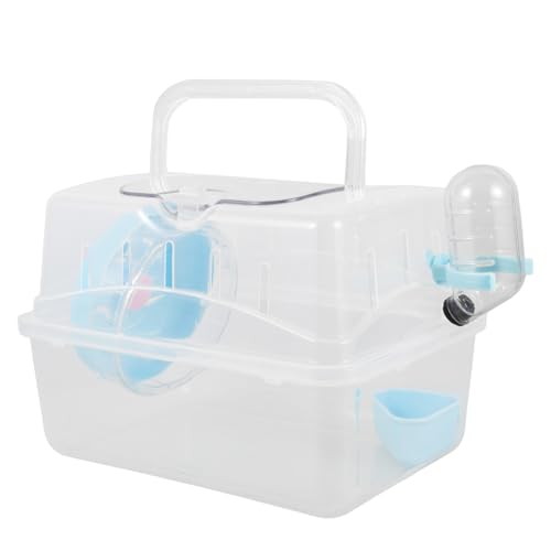 Milisten Hamsterkäfig, tragbar, für kleine Tiere, Tragetasche mit Wasserflasche, Kunststoff, atmungsaktiv, Meerschweinchen, ausgehender Käfig für Igel, Zwerg, Frettchen, Chinchillas (blau) von Milisten