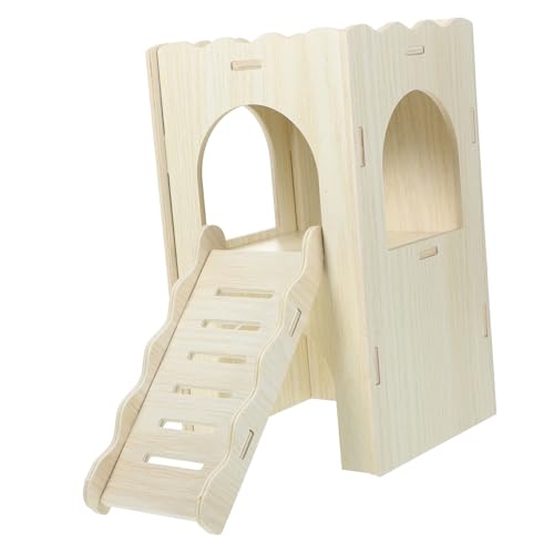 Milisten Kleintier-Hideout Aus Holz Zweistöckiger Hamsterunterstand Niedliches Versteck Für Meerschweinchen Langlebiger Spielplatz Für Haustiere Für Käfige Und Spielbereiche von Milisten