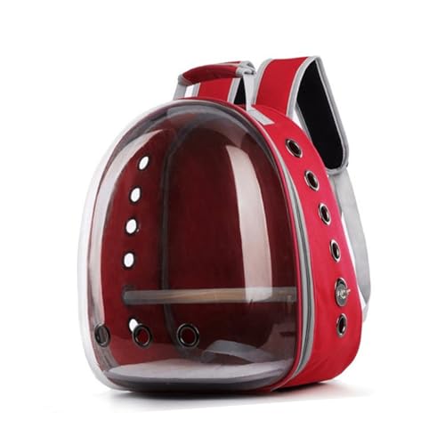 Milisten Haustier Rucksack Für Papageien Atmungsaktiver Und Transparenter Rucksack Mit Holzstange Für Outdoor Nutzung Für Reisen Mit Ihrem Vogel Rot von Milisten
