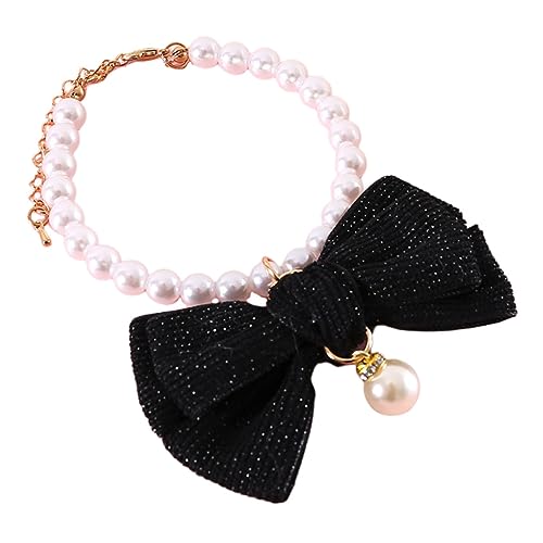 Milisten Haustier mit Perlen und Dekorativer Schleife Verstellbares und Hundehalsband Zartes Tragbares Schmuckhalsband für Kleine Hunde und Festlicher Look für Party und Alltag von Milisten