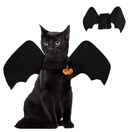 Milisten Haustierbedarf Lustig Kostüm Hundezubehör Cosplay-Kleidung Für Halloween-Haustiere Schläger Katzenanzug Hundekleid Erste Halloween-katzenfledermausflügel Klein Party Black von Milisten