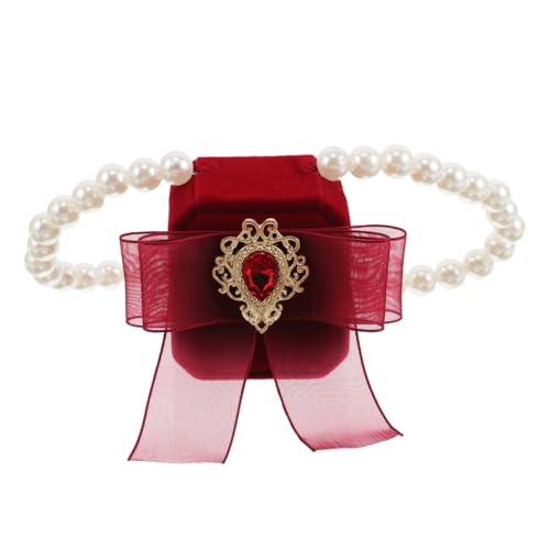 Milisten Hochwertiges Hundehalsband mit Ringhalter Perlenkette Leichtes Elastisches Design für Kleine Hunde für Hochzeit Verlobung Fotografie und Festliche Anlässe von Milisten