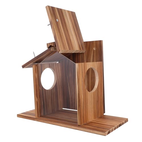 Milisten Holz Eichhörnchen Futterstation für Garten Wandmontierter Futterspender für Haustiere Wetterfest und Langlebig Einfache für Hinterhof und Tierfütterung von Milisten