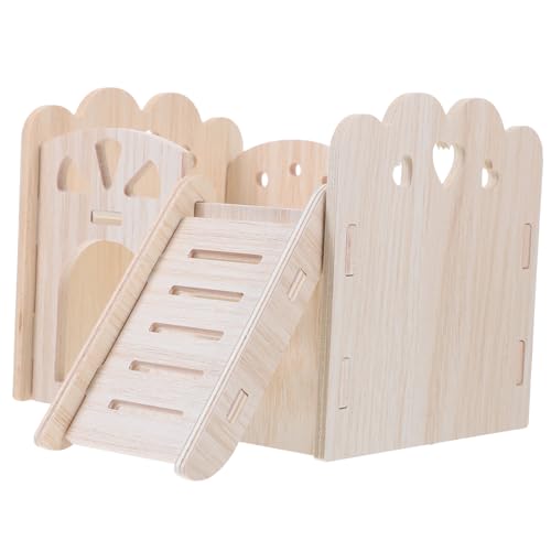 Milisten Holz Spielhaus für Kleintiere Stabiles Meerschweinchen Versteck und Hamsterhaus Vielseitiger Holz Käfig Unterschlupf für Kaninchen Eichhörnchen Entspannendes Nest Sicher und von Milisten