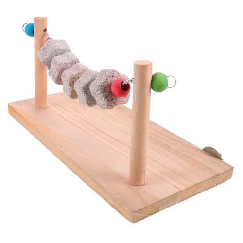 Milisten Holz Vogelstand mit Kauspielzeug für Papageien und Hamster Stabiler Spielplatz mit Schaukel und Plattform für Nymphensittiche und Kleine Vögel Fördert Aktivität und von Milisten