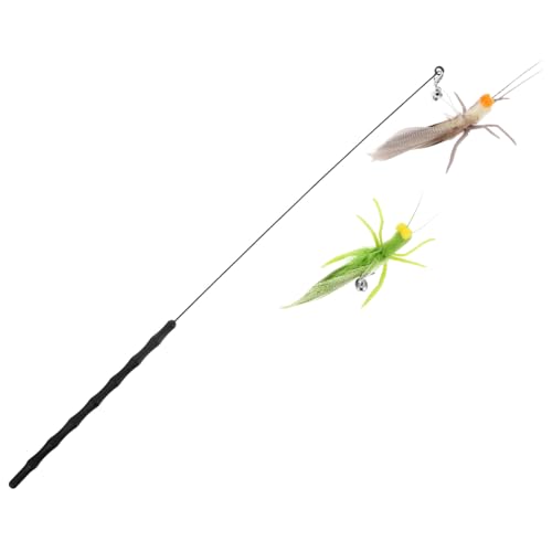 Milisten Interaktives Katzenspielzeug mit Stab Naturbelassene Federn und Heuschrecken-Design mit Ersatzköpfen und Glöckchen Kleines für Indoor-Katzen zur Jagdinstinkts Milisten Interaktives Katzenspielzeug mit Stab Naturbelassene Federn und Heuschrecken-Design mit Ersatzköpfen und Glöckchen Kleines für Indoor-Katzen zur Jagdinstinkts von Milisten