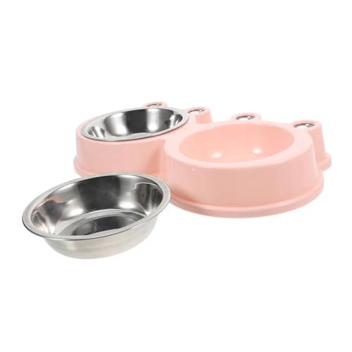 Milisten Katzen- und Hundenapf katzenfutter Katzennahrung Tiertrinknapf Hundenapf mit niedlichem Design Tierfutterschüssel Wasserschale aus Edelstahl Hundenäpfe süße Katzenschalen Abs Rosa von Milisten