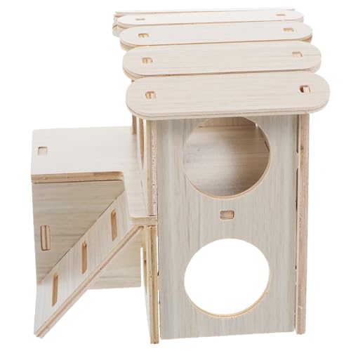 Milisten Kleintierhaus aus Holz für Hamster und Meerschweinchen Dekoratives Langlebiges Versteck im Villa Design Geeignet für Innenkäfig Bietet Privaten Rückzugsort und Spielplatz von Milisten