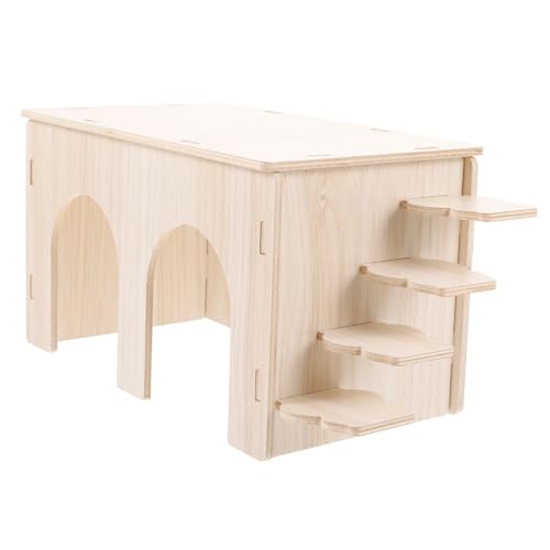 Milisten Kleintierversteck aus Holz mit Rampe Hamster Haus mit Plattform für Meerschweinchen und Kleine Haustiere Robust und Langlebig für Gemütliches Zuhause von Milisten