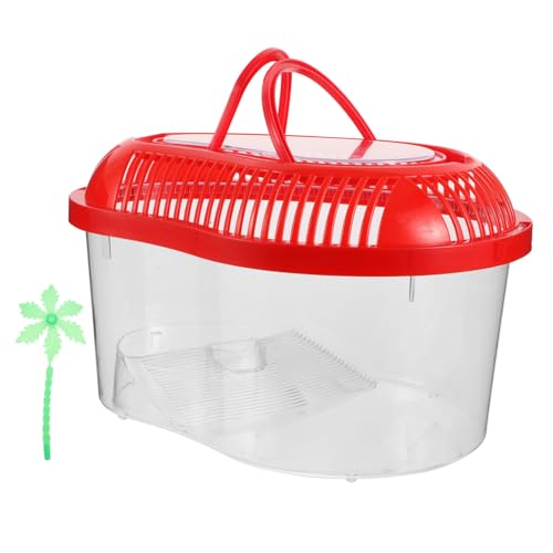 Milisten Kompakter Transportbehälter für Kleine Fische und Reptilien Robuster Plastik Tank mit Belüftung für Urlaub Ausflüge und Krabbenfangen Rot von Milisten